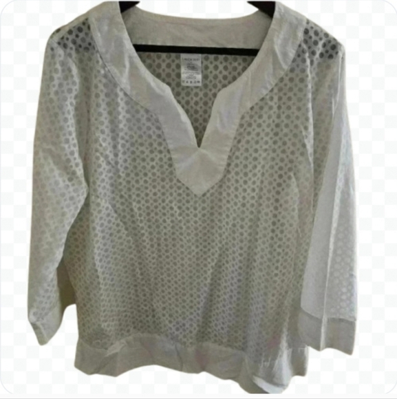 Lands End Vintage White Sheer Blouse Sz 14 - Picture 7 of 7